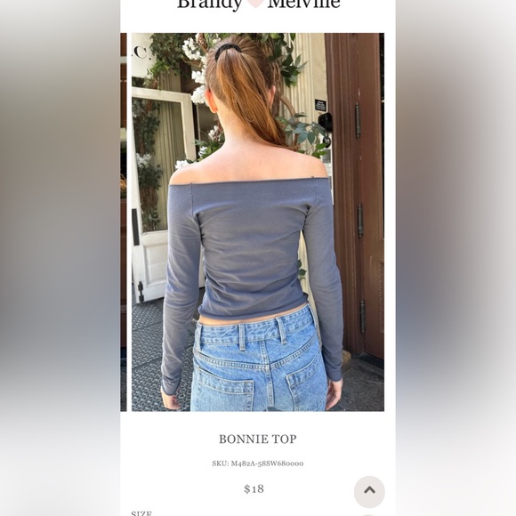 Brandy Melville 🇺🇸Gray long sleeve wide shoulder top - Picture 10 of 11